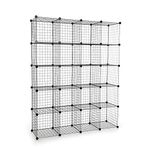 SEVVY - Multi Use DIY - Metallic Wire Storage Organiser - Book Shelf, Kitchen Organiser - Iron Mesh Powder Coated - 20 Cubes - Black