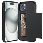 ACOCOBUY Case for iPhone 15 Case Shockproof Wallet Case for iPhone 15 Case with Card Holder Protective Dual Layer Armor Phone Case Rubber Bumper Cover for iPhone 15 Card Holder Slot Case, Black 6.1"