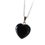 Natural Black Obsidian Heart Shaped Pendant Healing Crystal Gemstone Heart Pendant for Women & Men Stone Charms for Jewellery - Pack of 1