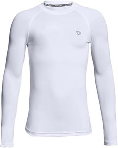 BALEAF Boys Compression Shirt Long Sleeve Youth Undershirts Kids Football Baseball Baselayer Cold Gear Quick Dry White Size XS