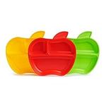 Munchkin Lil' Apple Kids Divided Plates, Sectioned Plate Set, Baby & Toddler Plates with Compartments, Childrens Plates for Babies 6 Months & Over, BPA Free Plate, Baby Weaning Plates for Kids, 3 Pack