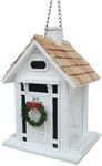 Home Bazaar Christmas Cottage Birdfeeder, White