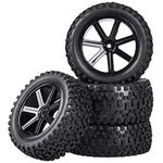 Aimrock 1/10 Pre-Glued 12mm Hex 2.2'' RC Buggy Wheels and Tires, Out Dia. 3.5'' for Losi, Wltoys 144001,HB Racing Off-Road RC Truck, Set of 4
