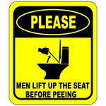 Please Men Lift UP the Seat Before Peeing Bathroom Sign - Funny Bathroom Decor, Restroom Decor, Mens Bathroom Decor - Bathroom Door Sign - Aluminum Indoor or Outdoor Signs for Home, or Work 8.5 x 10"