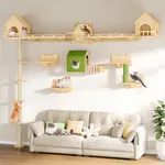 DWVO Solid Wood Cat Wall Shelves an