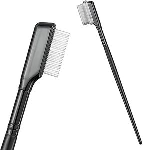 Rumyve 2Pcs Brow Groomers & Lash Combs - Fine Tooth Steel Needle Eyebrow Brush and Eyelash Separator Makeup Tool for Women and Girls (Black)