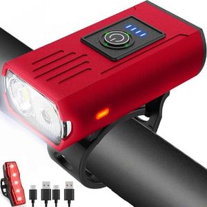 Victoper Red Bike Light, High Lumens Super Bright Bike Lights, 6+4 Modes USB Rechargeable Bicycle Headlight & Taillight Set, Waterproof Safety Bikes Front & Rear Lights for Road, Night Riding