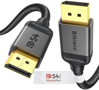 Silkland DisplayPort 2.1 Cable, DP 2.0 Cable [16K@60Hz, 10K@60Hz, 8K@120Hz, 4K@240Hz 165Hz 144Hz] 80Gbps HDR, HDCP DSC 1.2a, Video Display Port 2.1 Cord Compatible FreeSync G-Sync Gaming Monitor, 6FT