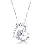 CERSLIMO Unicorn Necklace for Girls - Unicorn Gifts for Girls Women, Infinite Heart Unicorn Pendant Girls Necklaces with Crystal Kids Jewellery for Girls Daughter Granddaughter Niece Christmas Gifts