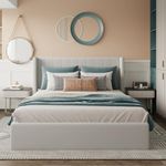 Aykah Jenny Storage Bed Frame with Upholstered Headboard, Hydraulic Lift-up Storage System with Wood Slat Support and No Box Spring Needed (Light Grey, Queen (U.S. Standard))