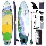 SUSIEBAY Inflatable Stand Up Paddle Board, Yoga Board with Premium SUP Accessories & Surfing Backpack | Wide Stance, Non-Slip Deck, Dual Hand Pump,10L Dry Bag for Youth & Adult