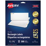 Avery Address Labels with Easy Peel for Laser/Inkjet Printers, 1-3/4" x 1/2", White, Rectangle, 2000 Labels, Permanent (5267) Made in Canada