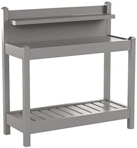 Dura-Trel Greenfield PVC Vinyl Indoor Outdoor Table Potting Bench Station with Shelf for Plant Accessories & Gardening Supplies Storage, Mocha