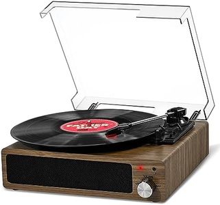 Record Player, FYDEE Vinyl Record Player with Speakers Vintage Turntable for Vinyl Records, Belt-Drive 3-Speed 33/45/78 RPM LP Vinyl Player, Supports Headphone Jack, AUX IN, RCA Output - Gray