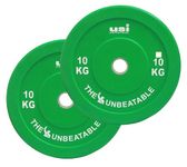 USI UNIVERSAL THE UNBEATABLE Weight Plates, BP Rubber Bumper Olympic Weight Plates Without Hub 51mm, Thick Plates With Medium Bounce, Ideal For Cross Training, Weight Lifting, 450mm Dia (Green-10 Kg)