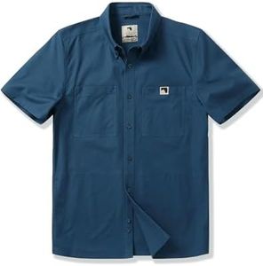 CHRONOLINE Men's Work Shirt Short Sleeve Button Down Canvas Shirt for Men
