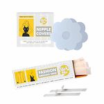 SLICKFIX Combo Pack - Fashion Dressing Tape (Pack of 36) & Nipple Covers (Transparent Colour) (Pack of 10) Including Double-Sided Adhesive Tape, Invisible Tape, Bra Cups, Invisible Bra