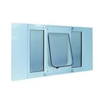 Ideal Pet Products Aluminum Sash Window Pet Door, Adjustable to Fit Window Widths from 27" to 32", Cat Flap 6-1/4” x 6-1/4” Flap Size