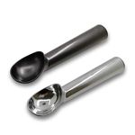 Nonstick Anti-Freeze Ice Cream Scoop, SourceTon 2 Pack of 1.5 Oz Aluminum Ice Cream Spoon, Ice Cream Dipper Black + White