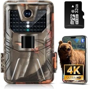 HUNTSEN 4K 48MP WiFi Trail Camera - Bluetooth Game Camera with Night Vision 0.2sTrigger Motion Activated IP66 Waterproof 130°Wide Angle with 32GB SD Card&Card Reader for Hunting Wildlife Monitoring