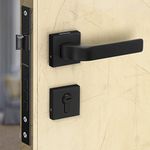 Plantex Triple Security Door Lock For Home/Main Door Lock Set With 3 Years Of Warranty/Mortise Lock For Door With Brass Lock Body & Cylinder(7107 - Black), Knob