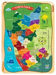 Webby Karnataka Map Wooden Jigsaw Puzzle, 40Pcs - Kids