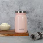 Femora Stainless Steel Vacuum Insulated Soup Flask, Hot & Cold Food Jar with Leakproof Screw Lid, 500 ML, Pink