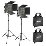 Neewer 2 Pieces Bi-Color 660 LED Video Light and Stand Kit Includes:(2) 3200-5600K CRI 96+ Dimmable Light with U Bracket and Barn Door (2) 75 inches Light Stand for Studio Photography, Video Shooting