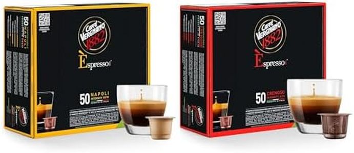 Caffe Vergnano Medium Roast Espresso Bundle - Napoli (10/10) & Cremoso (6/10) Capsules, Single-Serve Italian Coffee Pods Compatible with Nespresso Machines, 100 Ct