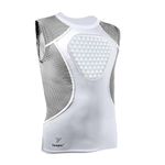 Youper Adult Padded Chest Protector Shirt, Heart-Guard/Sternum Protection for Baseball, Football, Lacrosse & Goalies (Large, White/Grey)