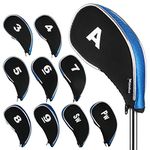 Andux Golf Iron Club Head Covers Protector Cases with Zipper 10pcs/Set Black Blue