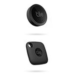 Tile Sticker (2022) Bluetooth Item Finder, Pack of 1, 45 m finding range, Black & Mate (2022) Bluetooth Item Locator, Works with Alexa and Google Home, Compatible with iOS and Android, Black