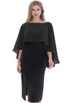 Baoqiya Women's Capelet Shawls and Wraps for Evening Dresses Soft Bridesmaid Shawl Chiffon Cape Wedding Cover Up, Black, One Size