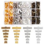 PH PandaHall 680 pcs Mixed Iron Ribbon Ends Sets Bracelet Pinch Crimp Clamps Cord Ends Jewellery Making Findings, Mixed Color,8-25x8x5-8mm, Hole: 1mm