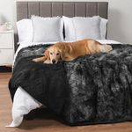 PetAmi Waterproof Dog Blanket for Large Dog, Queen Size Calming Pet Blanket Couch Cover Protector, Sherpa Faux Fur Cat Throw for Sofa Furniture Bed, Soft Fluffy XL, 90x90 Tie-Dye Black