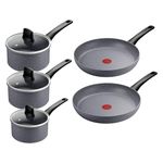 TEFAL Healthy Cook ON Induction 5PC Set (Saucepan 16/18/20 + lids, Frying pan 24/28cm)