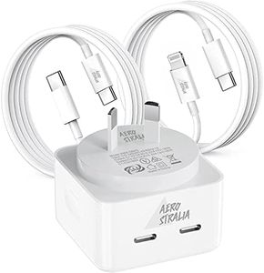 iPhone Fast Charger, 40W Dual USB-C Charger with Type-C & Lightning Cables, 2-Port 20W C Power Adapter Wall Plug, Dual USB C PD3.0 Adapter Compatible with iPhone14/13, Samsung S23/S22, Pixel 7/6, iPad