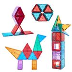 Amazon Brand - Jam & Honey 28 Pieces Magna Tiles Building Blocks for Kids | STEM Toy | Magnetic Toys | Great Birthday Gift | Toys for Kids |Educational & Creative Toy