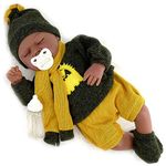 The Magic Toy Shop Bibi Doll - 20" Realistic Reborn Handmade Sleeping Eyes Dark Skin Black Baby Boy Doll With Dummy & Feeding Bottle (Ethnic Boy Doll Sleeping)