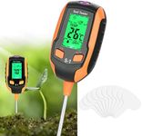 Soil pH Meter,4-IN-1Soil Moisture Meter for Houseplants,Soil Test Kit with 20 Labels,Plant Water Tester for Soil pH,Moister,Light, Temperature,for Garden,Potted Plants (Yellow-4 in1)