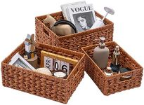 Homepeaz Set of 3 Wicker Storage Baskets, Decorative Baskets With Built-in Handles, Multipurpose Nesting Countertop Baskets for Shelves, Kitchen Organizers, Pantry, Bathroom, Toilet, Closet (Natural)