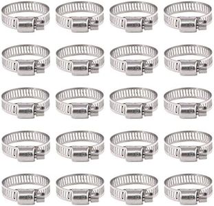 Rustark 25-Pcs Adjustable [19 to 29mm] Range Worm Gear Hose Clamps Clips Fuel Line Clamp Assortment Kit for Plumbing - 304 Stainless Steel