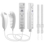 2 Pack Wii Remote and Nunchuck Controller, MODESLAB Replacement Game Gamepad Joystick with Motion Plus Compatible with Wii Wii U (White)