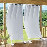 RYB HOME Outdoor White Curtains - Extra Wide Curtains Waterproof Curtains for Patio Cabana Balcony Curtains Room Divider Blind Light Block Heat Diffuse, W 100 x L 84 inches Long, 1 Pc, Grayish White