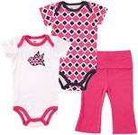 Yoga Sprout Baby-Girls Cotton Layette Set, Pink Bird Bodysuit Set, 3-6 Months