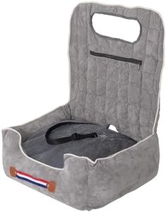 BingoPaw Small Dog Car Seat: Waterproof Pet Puppy Car Seat Booster Carrier with Seat Belt and Storage Pockets Travel Car Bed for Little Dogs, Grey