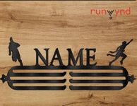 RUNWYND Customisable Wall Medal Hanger - Black Wall Medal Holder (40 cm x 15 cm) | Metal | Medal Display for 40+ Medals- Football, Shooting, Academics, Basketball, Athletics, Hockey, Karate and More