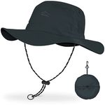 BROTOU UPF 50 Foldable Unisex Wide Brim Sun Hats, Breathable UV Protection Summer Hat, Waterproof Fishing Hiking Walking Hat for Men & Women (UK, Alpha, One Size, Dark Grey)