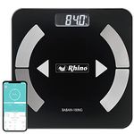 RHINO Smart Scale for Body Weight, High Precision, Bluetooth, Fitdays App, iOS and Android, Bathroom Wireless Machine for Fat, Muscle, BMI, 14 Body Indicators, 400lb (Black)