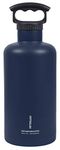 FIFTY/FIFTY V65001NB0 Growler, Double Wall Vacuum Insulated Water Bottle, Stainless Steel, 3 Finger Cap with Standard Top, 64 oz./1.9L, Navy